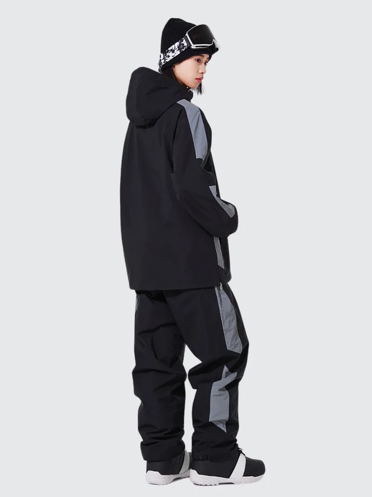 Unisex Reflective Snowsuits 2 Pieces Ski Pullovers & Pants Set