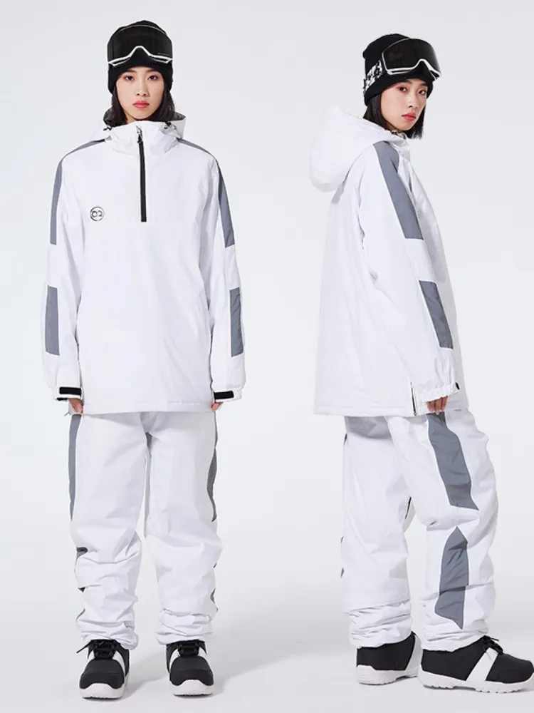 Unisex Reflective Snowsuits 2 Pieces Ski Pullovers & Pants Set