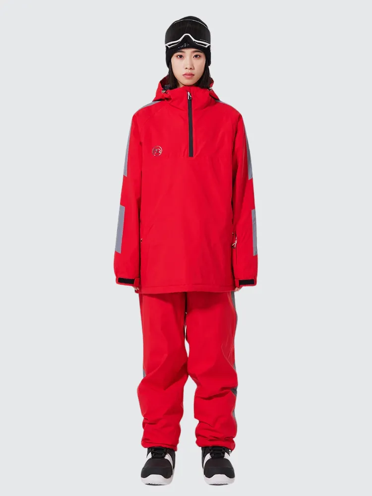 Unisex Reflective Snowsuits 2 Pieces Ski Pullovers & Pants Set