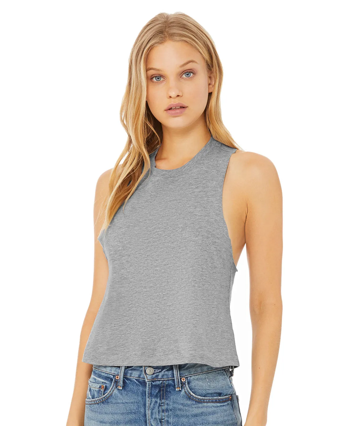 Womens racerback cropped tank | Heather Olive